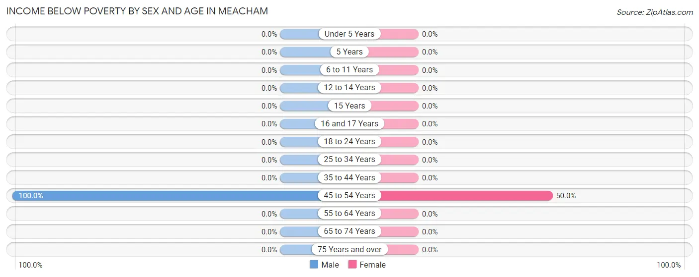 Income Below Poverty by Sex and Age in Meacham