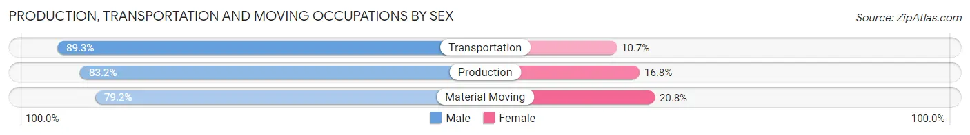 Production, Transportation and Moving Occupations by Sex in Medford