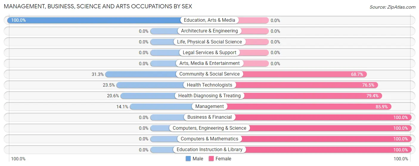 Management, Business, Science and Arts Occupations by Sex in Merlin