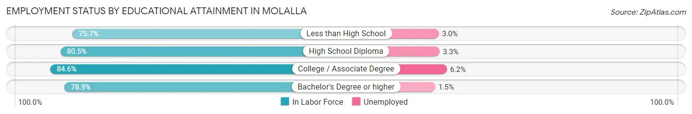 Employment Status by Educational Attainment in Molalla