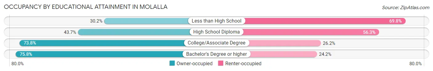 Occupancy by Educational Attainment in Molalla