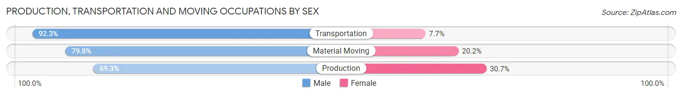 Production, Transportation and Moving Occupations by Sex in Oregon City
