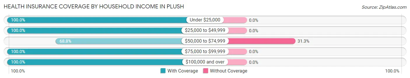 Health Insurance Coverage by Household Income in Plush