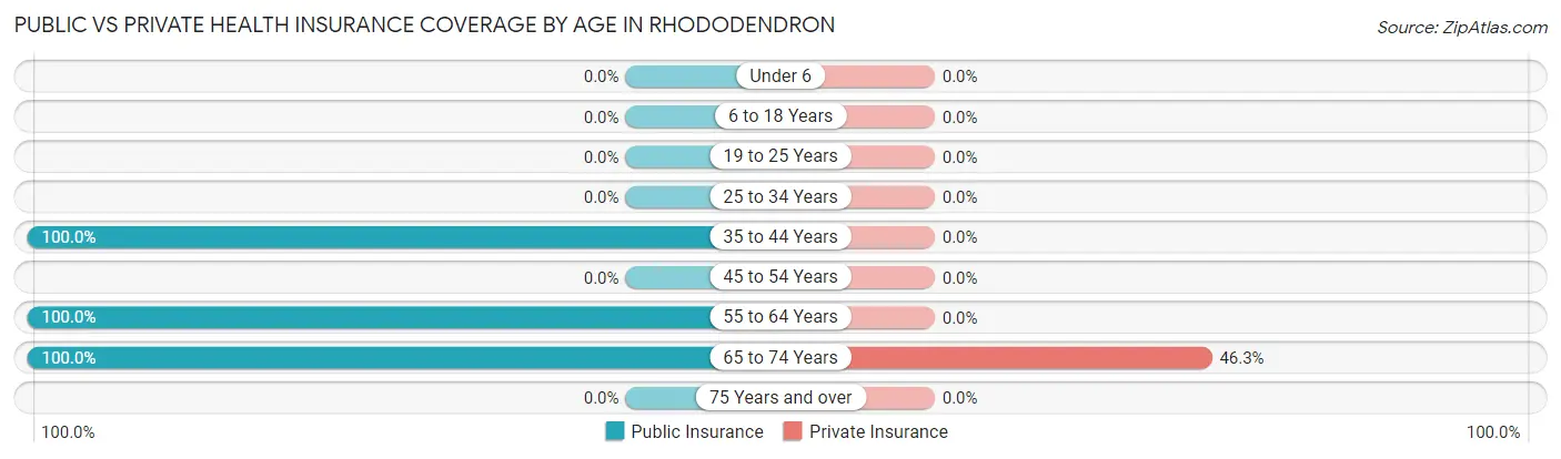 Public vs Private Health Insurance Coverage by Age in Rhododendron