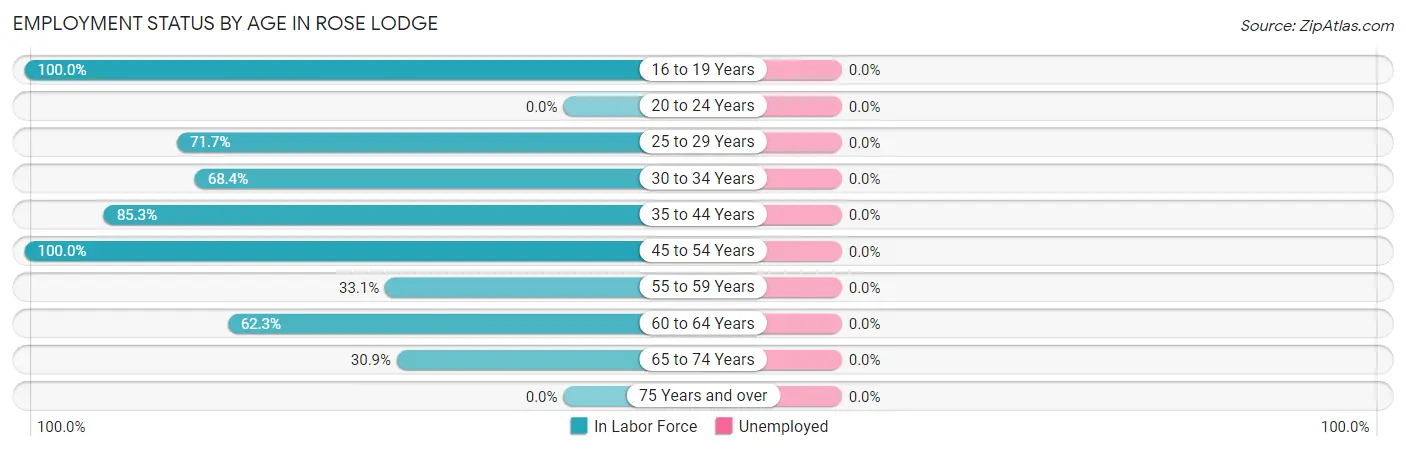 Employment Status by Age in Rose Lodge