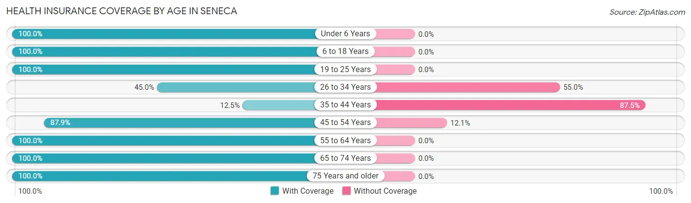 Health Insurance Coverage by Age in Seneca