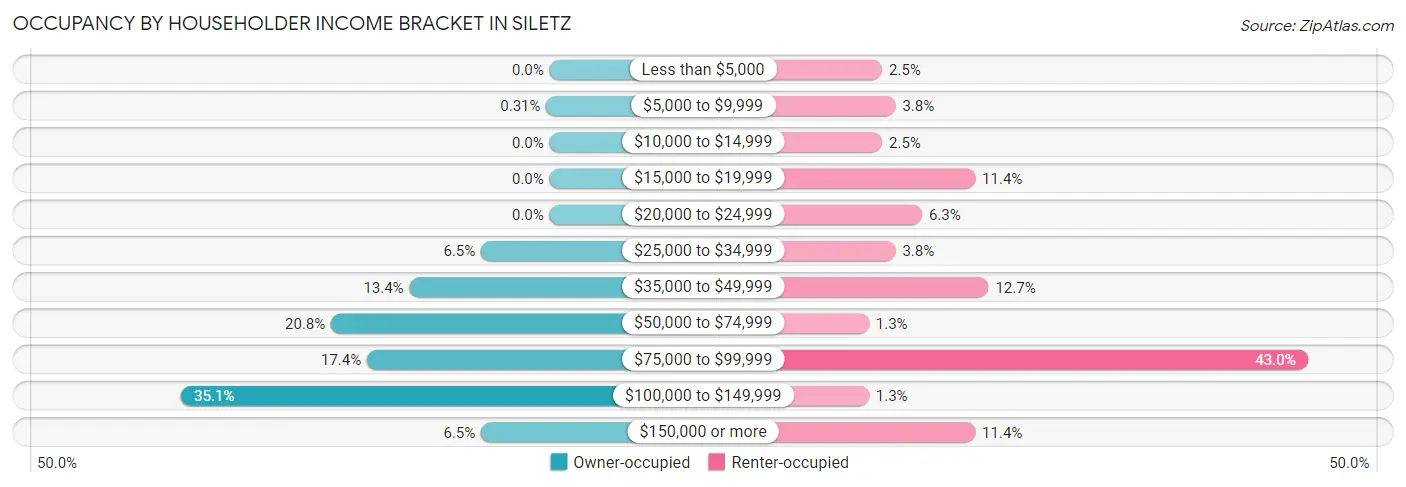 Occupancy by Householder Income Bracket in Siletz