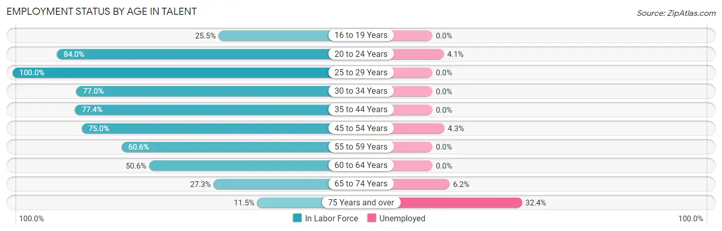 Employment Status by Age in Talent