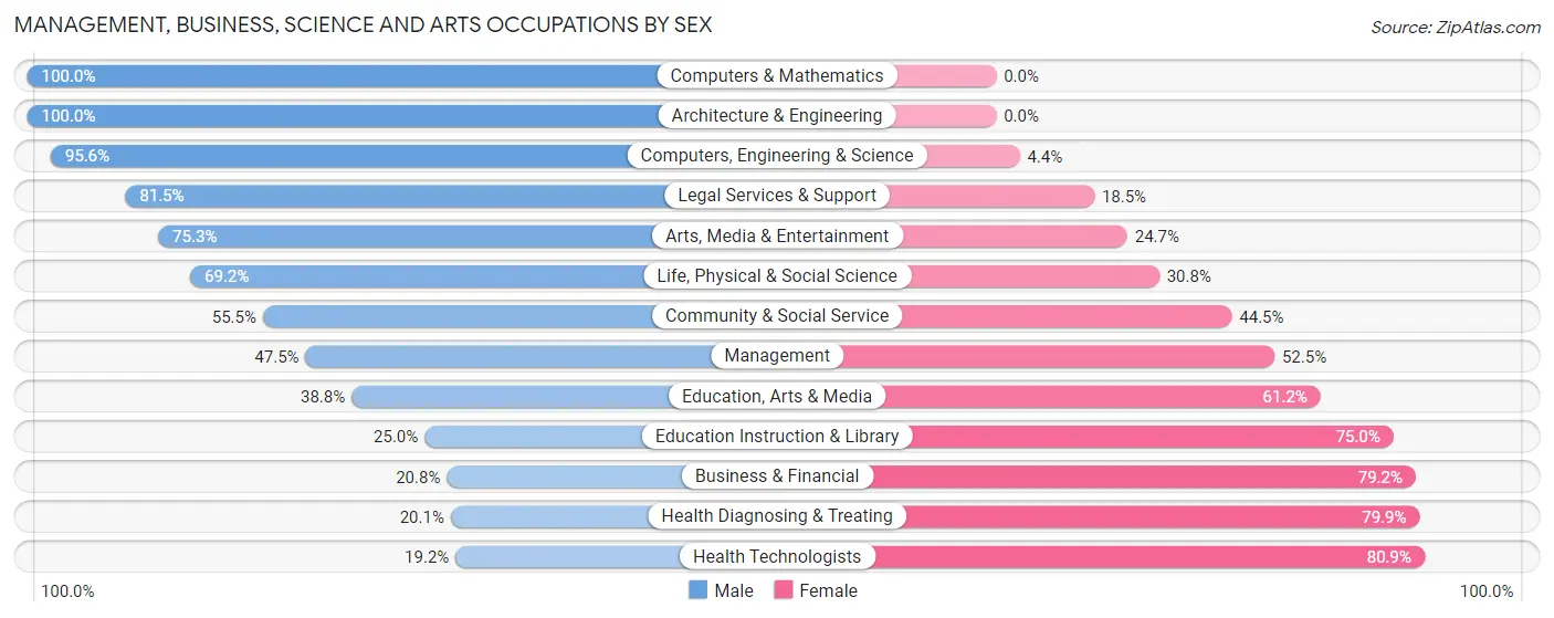 Management, Business, Science and Arts Occupations by Sex in Talent
