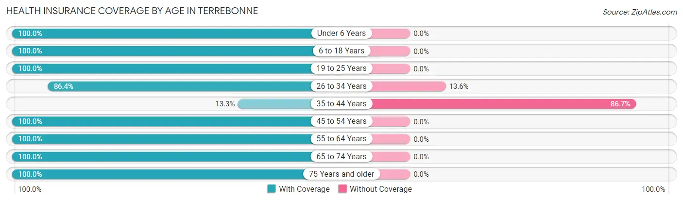 Health Insurance Coverage by Age in Terrebonne