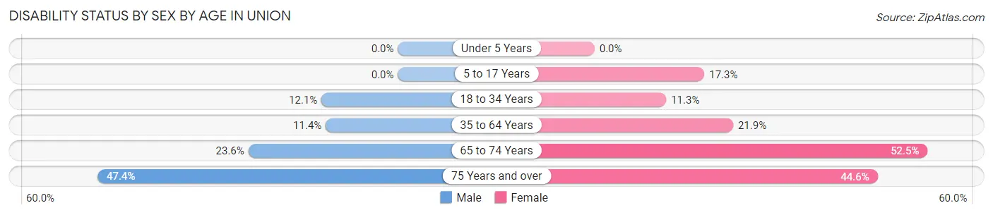 Disability Status by Sex by Age in Union