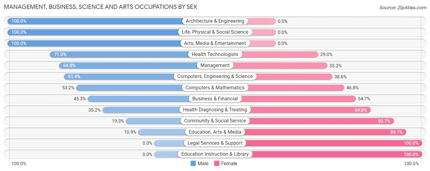 Management, Business, Science and Arts Occupations by Sex in White City