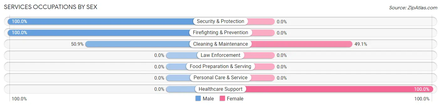 Services Occupations by Sex in Williams