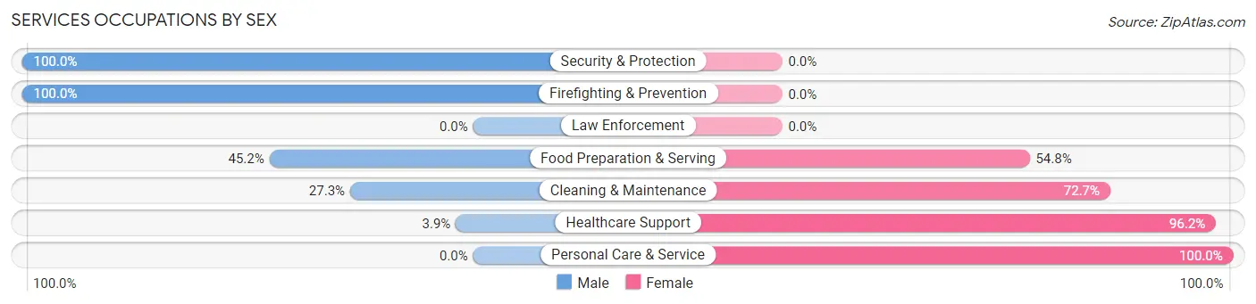 Services Occupations by Sex in Yamhill