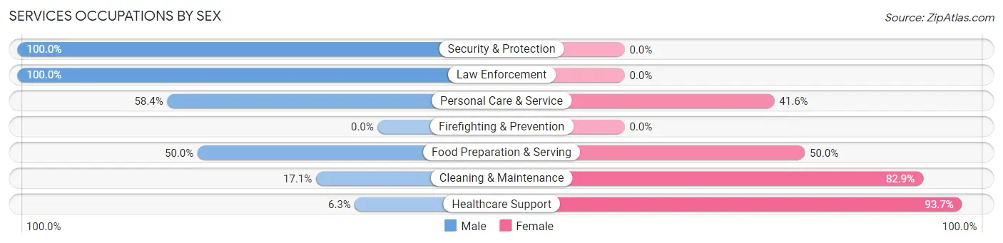 Services Occupations by Sex in Ambridge borough