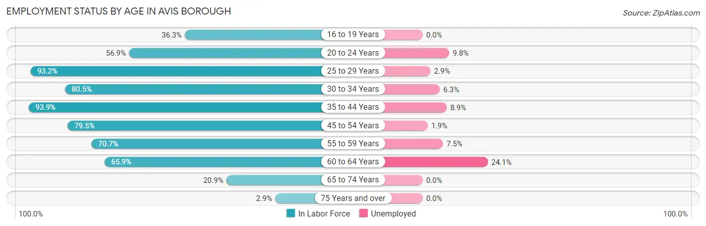 Employment Status by Age in Avis borough
