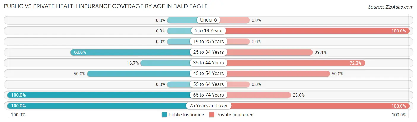 Public vs Private Health Insurance Coverage by Age in Bald Eagle