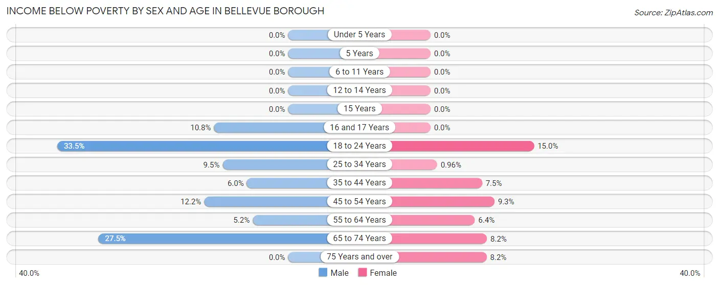 Income Below Poverty by Sex and Age in Bellevue borough