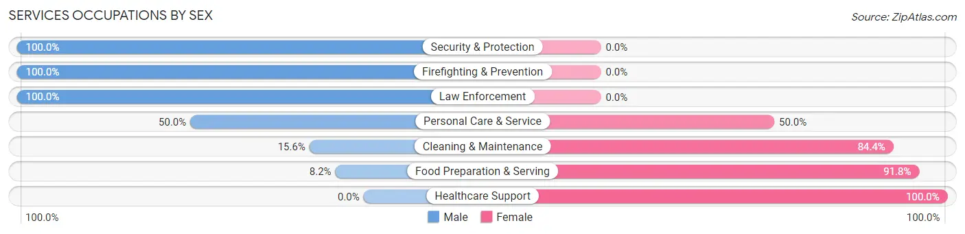 Services Occupations by Sex in Bentleyville borough