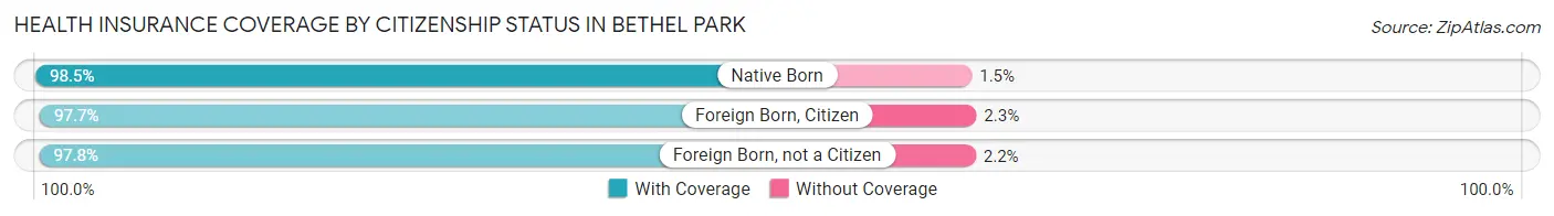 Health Insurance Coverage by Citizenship Status in Bethel Park