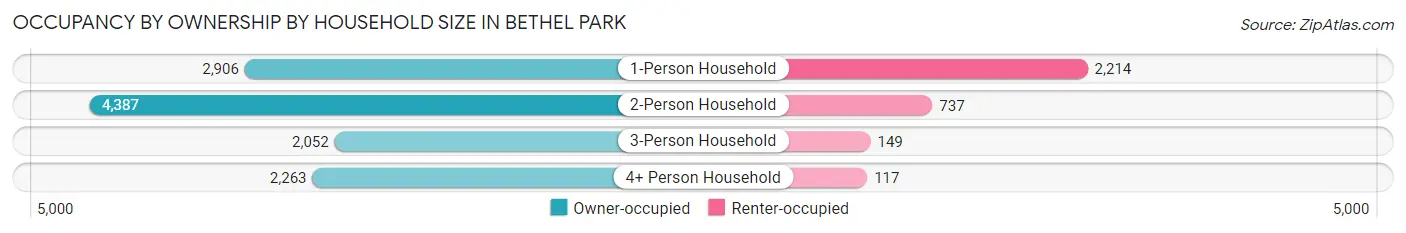Occupancy by Ownership by Household Size in Bethel Park