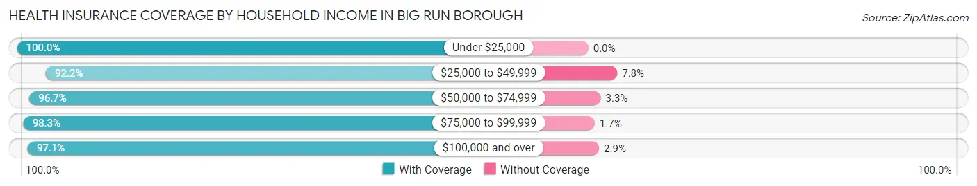 Health Insurance Coverage by Household Income in Big Run borough