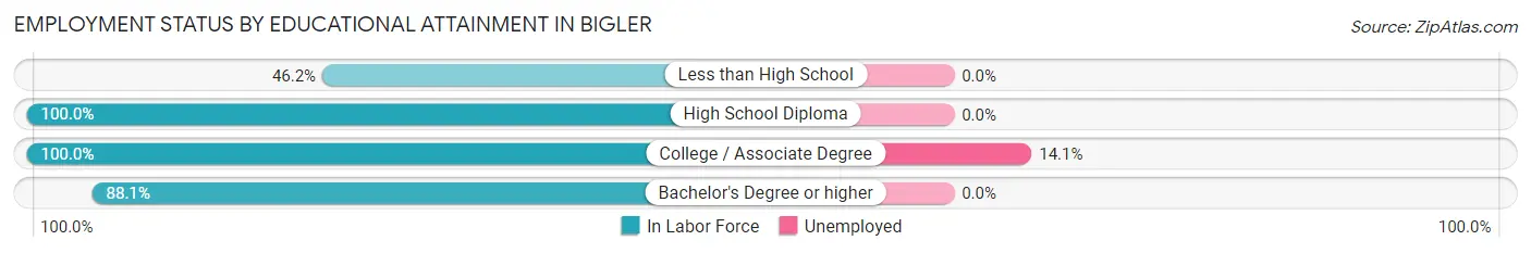 Employment Status by Educational Attainment in Bigler