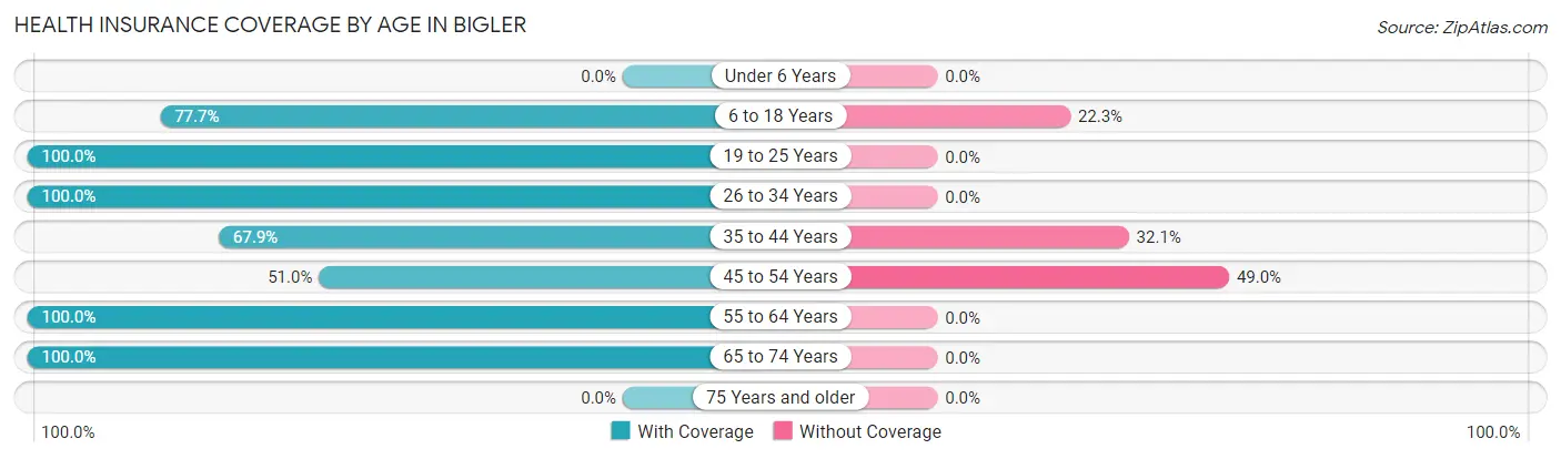 Health Insurance Coverage by Age in Bigler