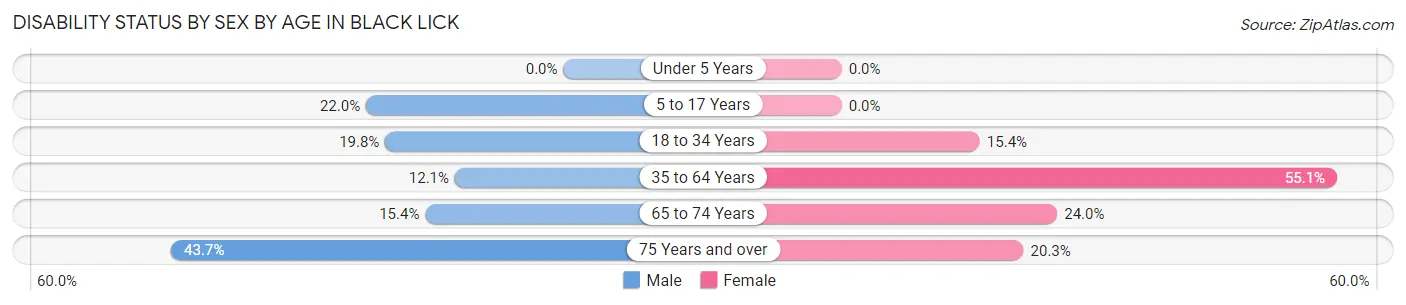 Disability Status by Sex by Age in Black Lick
