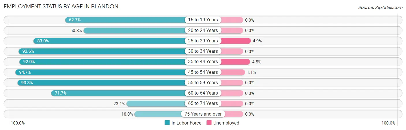 Employment Status by Age in Blandon