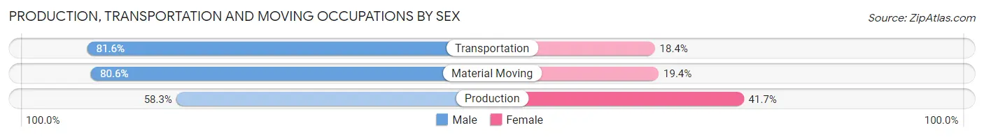 Production, Transportation and Moving Occupations by Sex in Bloomsburg