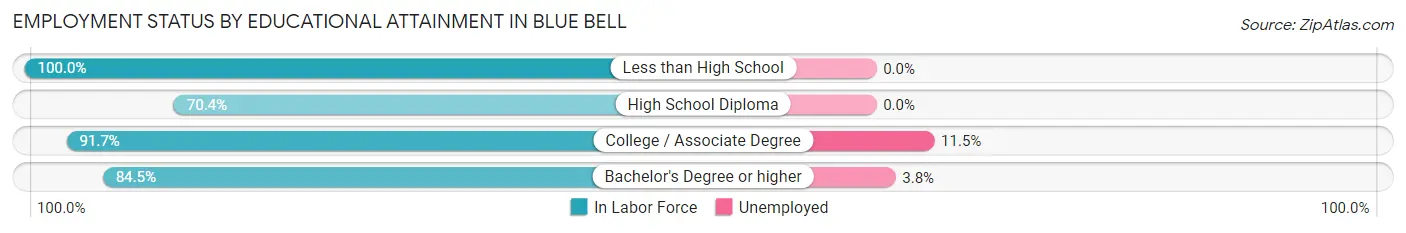 Employment Status by Educational Attainment in Blue Bell