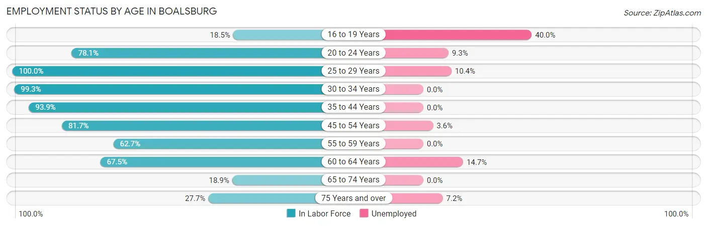 Employment Status by Age in Boalsburg