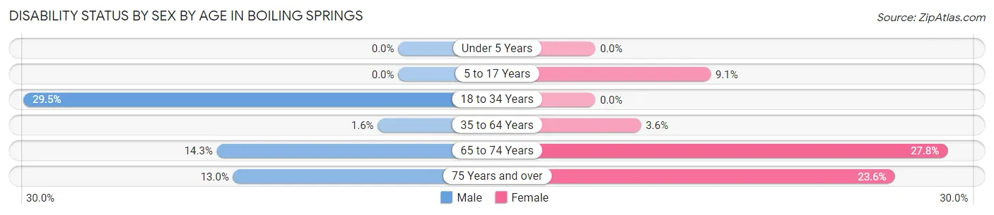 Disability Status by Sex by Age in Boiling Springs