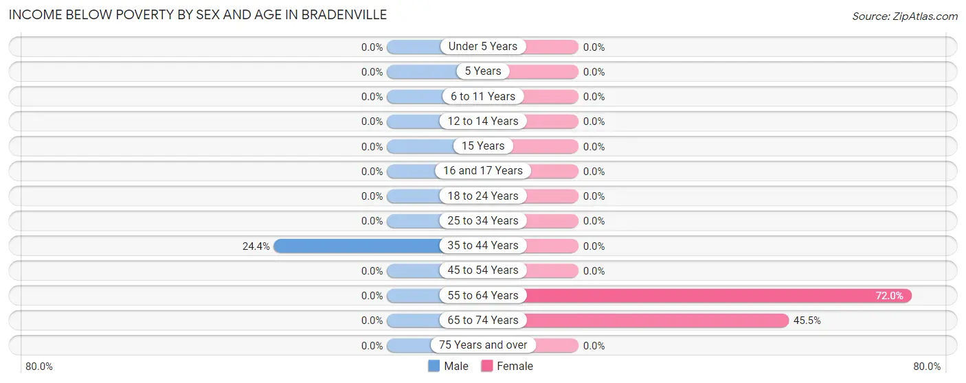 Income Below Poverty by Sex and Age in Bradenville