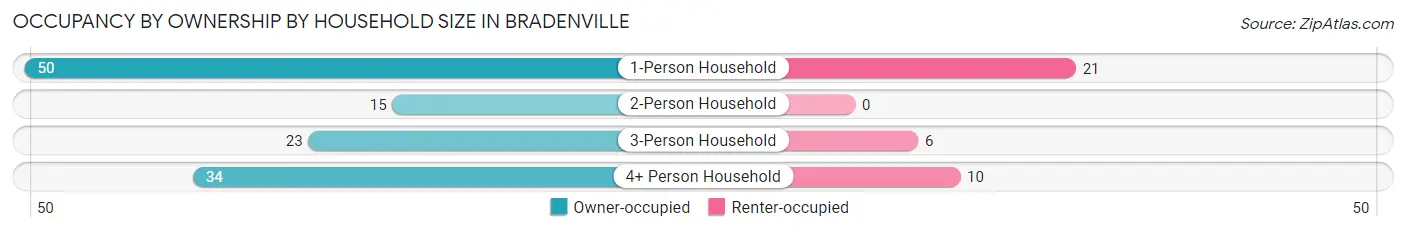 Occupancy by Ownership by Household Size in Bradenville