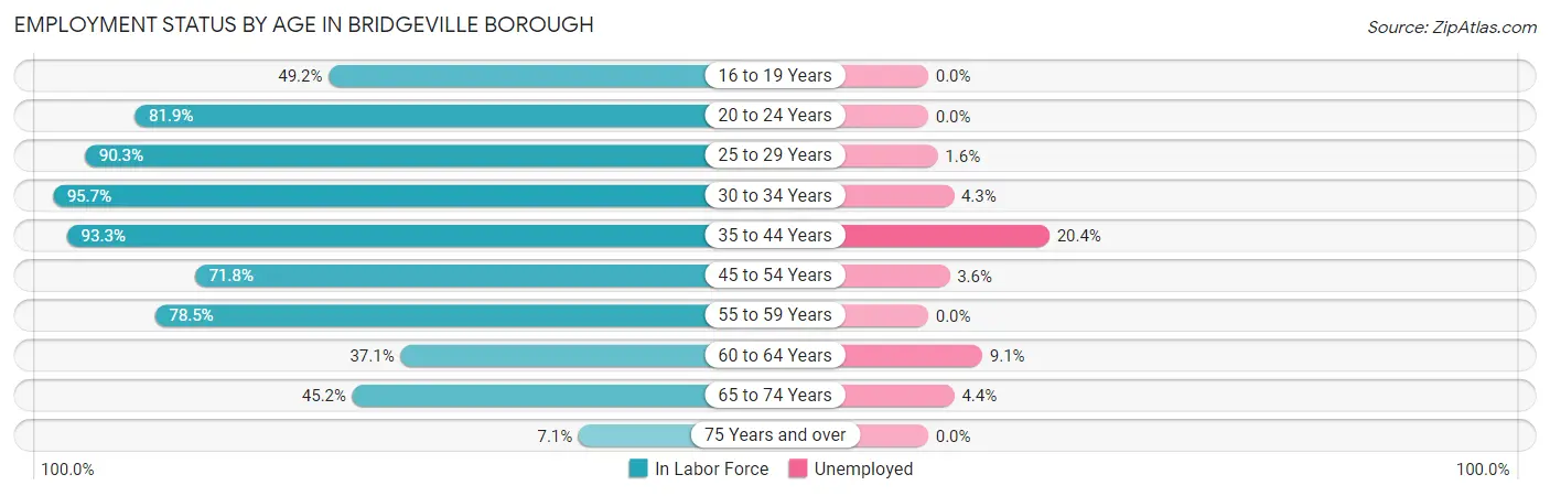 Employment Status by Age in Bridgeville borough