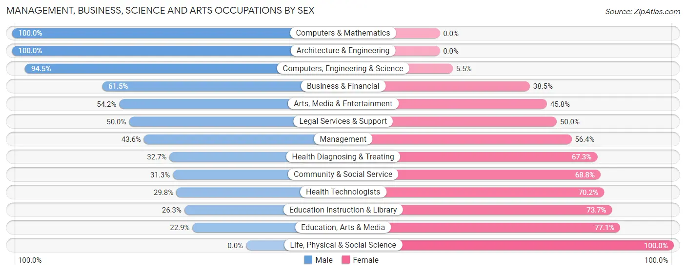 Management, Business, Science and Arts Occupations by Sex in Bridgeville borough
