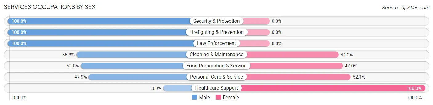 Services Occupations by Sex in Brittany Farms The Highlands