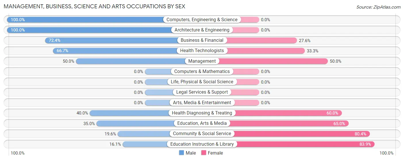 Management, Business, Science and Arts Occupations by Sex in Brockway borough