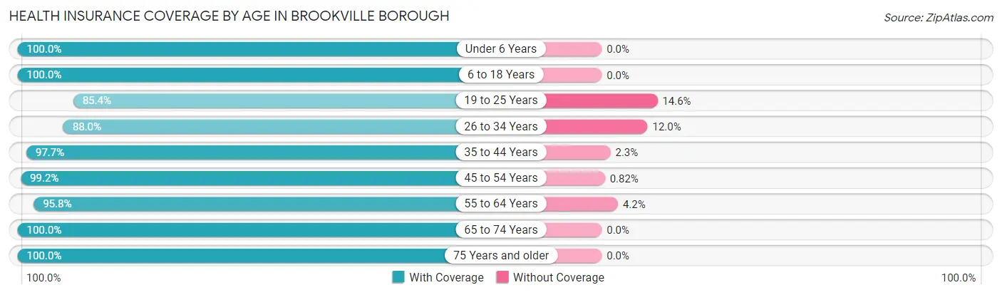 Health Insurance Coverage by Age in Brookville borough