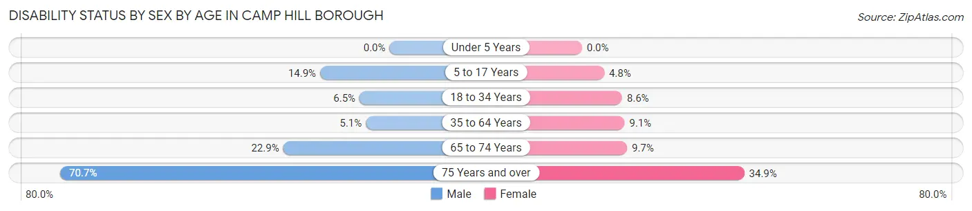 Disability Status by Sex by Age in Camp Hill borough