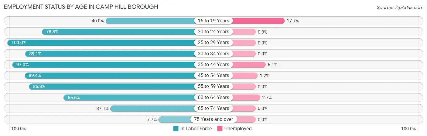 Employment Status by Age in Camp Hill borough