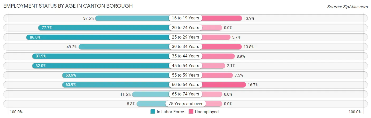 Employment Status by Age in Canton borough