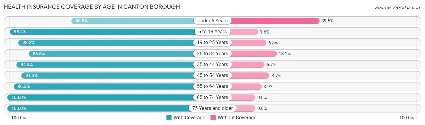 Health Insurance Coverage by Age in Canton borough