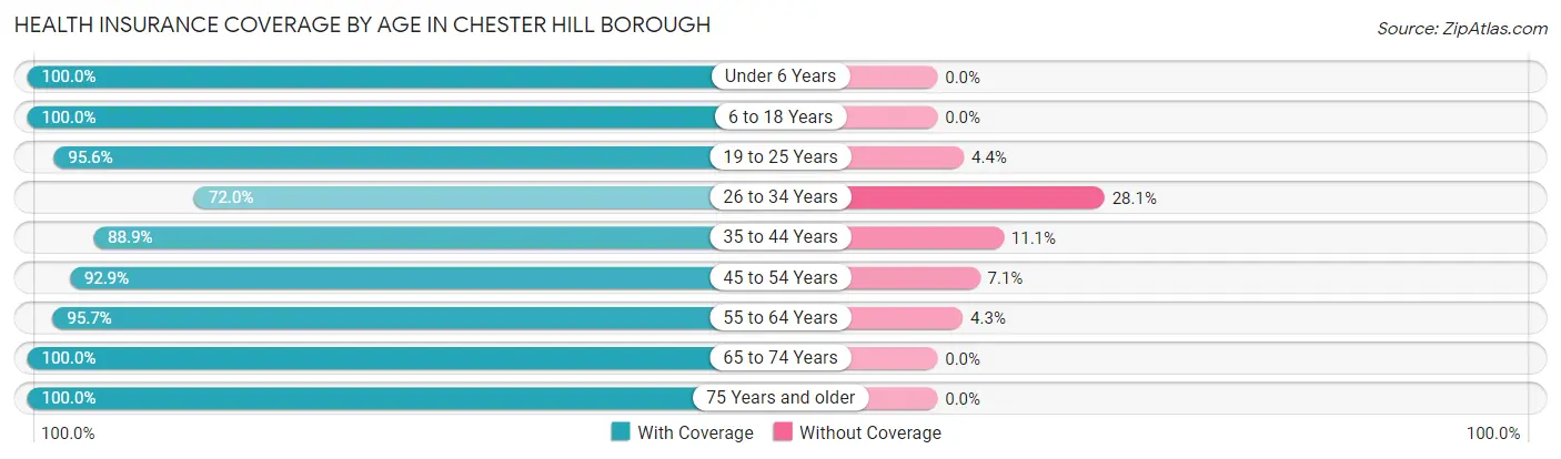Health Insurance Coverage by Age in Chester Hill borough