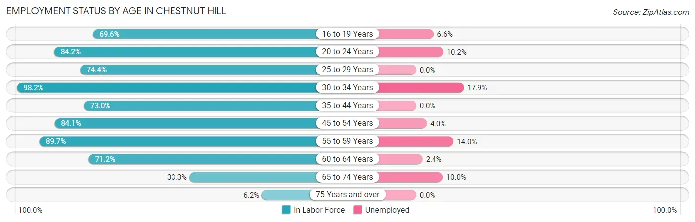 Employment Status by Age in Chestnut Hill