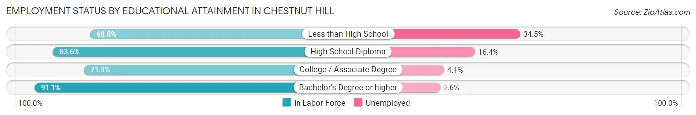 Employment Status by Educational Attainment in Chestnut Hill