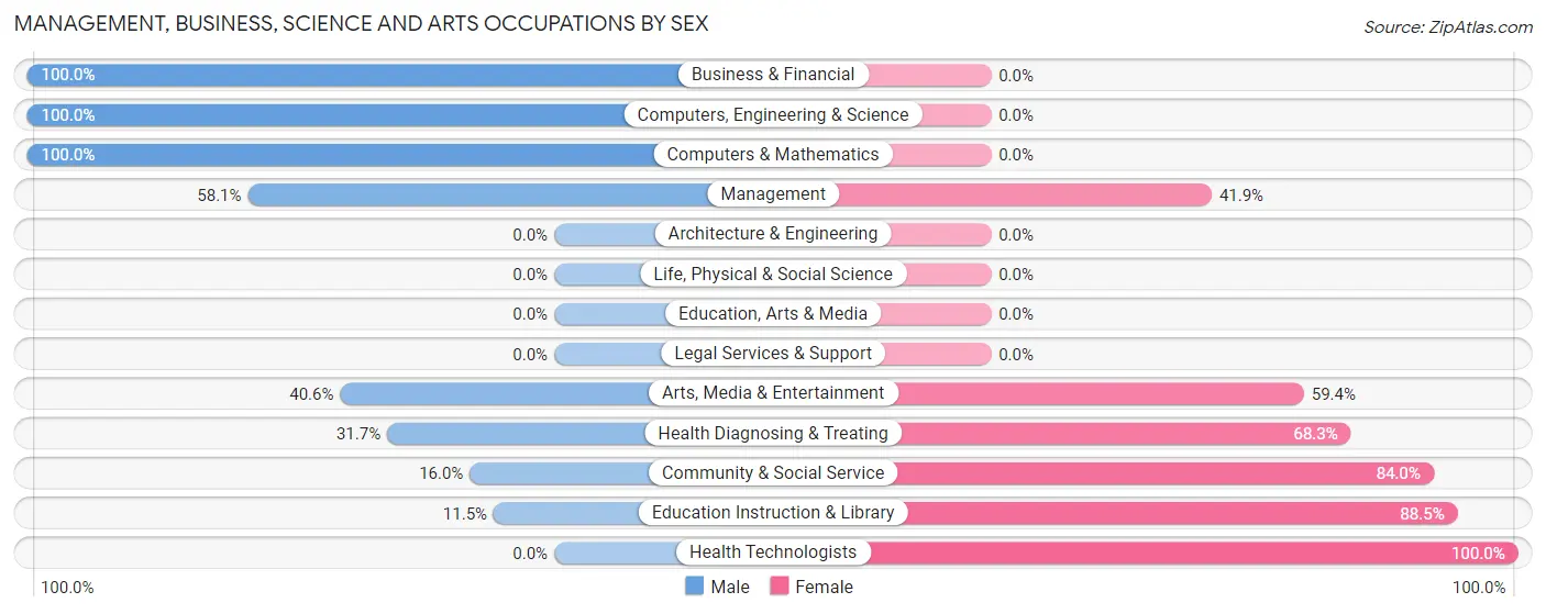 Management, Business, Science and Arts Occupations by Sex in Chinchilla