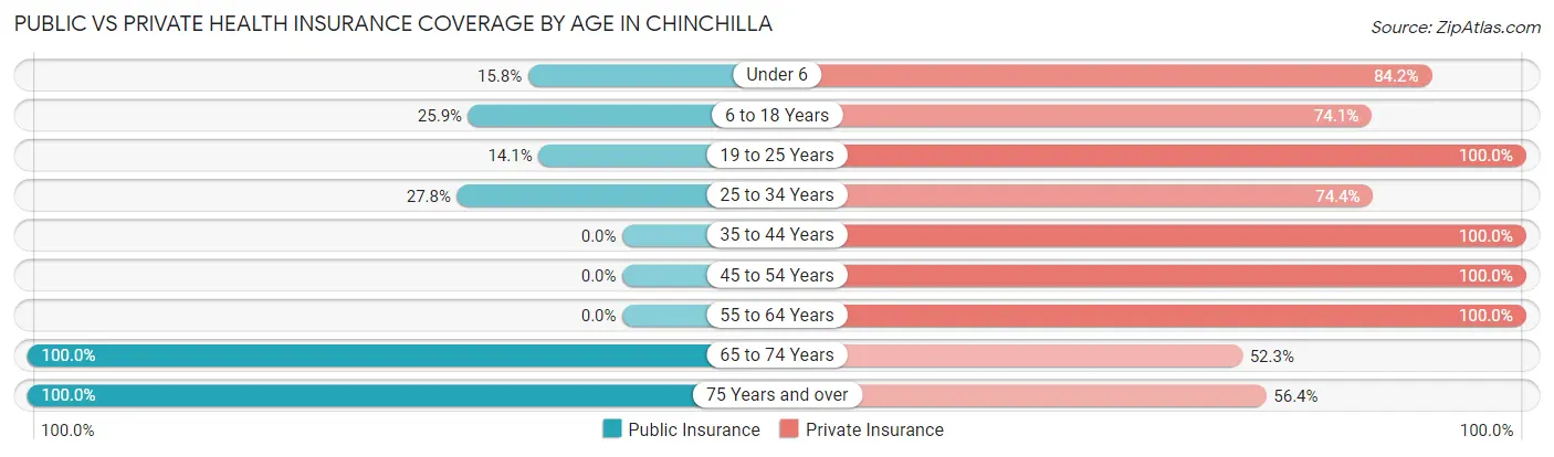 Public vs Private Health Insurance Coverage by Age in Chinchilla